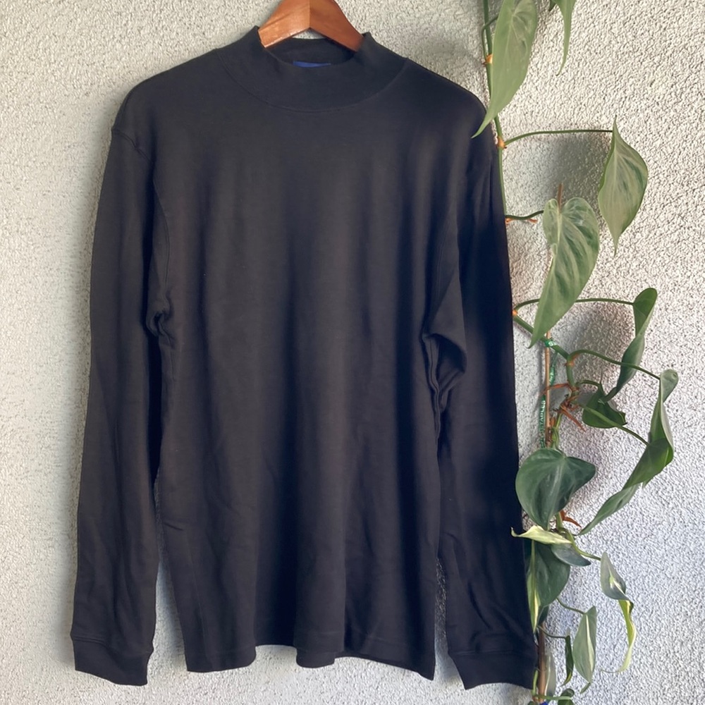CHARTER CLUB | Men’s Black Mock Turtleneck Long Sleeve Pima Cotton Shirt